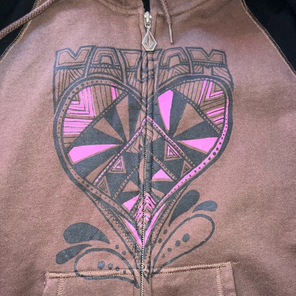 Volcom Zip Brown/Black Hoodie From Eatly 2000’s - Y2K/Surf/Skate - Junior's XL - Picture 3 of 16